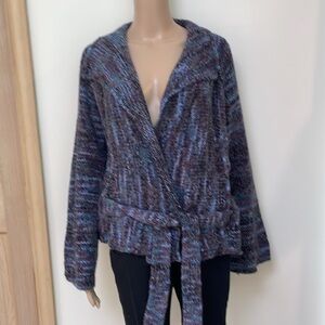Express cardigan belted shawl collar